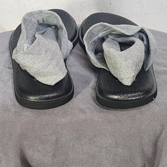 Sanuk Grey Black Ella Slip On Cushion Insole Stretch Fabric Yoga Sling Sandal 7 - Picture 6 of 16